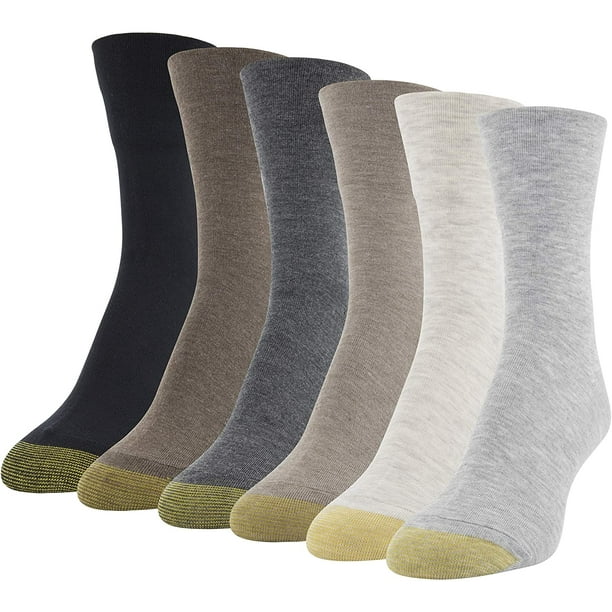 Gold Toe Women's Ultra Soft Mid Crew Socks, 6 Pairs, Light Grey