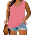 thumbnail image 2 of ZyeKqe Plus Size Tank Tops Womens Summer Sleeveless Casual T-Shirts Round Neck Button Plain Tunic Tops, 2 of 6