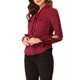 thumbnail image 4 of Allegra K Women's Elegant Bow Tie Neck Blouse Long Sleeve Work Chiffon Shirt, 4 of 6
