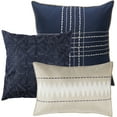 thumbnail image 3 of Nanshing Vina 7 Piece Contemporary Striped Comforter Set, Navy, California King, 3 of 8