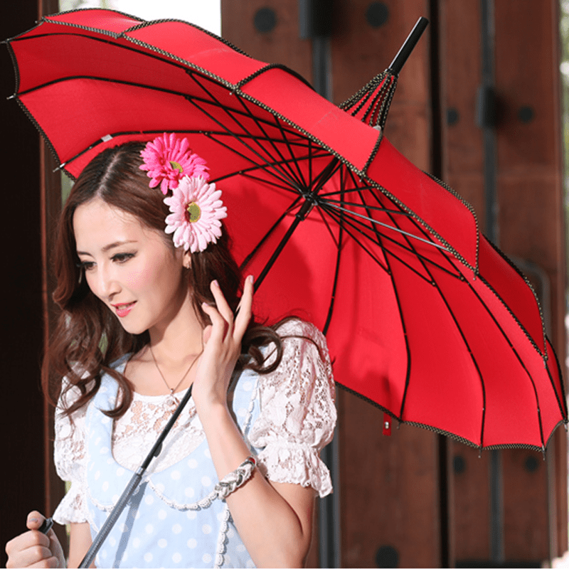 Pink Umbrella Waterproof Quick Dry Windproof Automatic Sun Parasol Wedding 