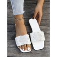 thumbnail image 1 of Women's Fashionable Faux Pearl Decorated Square Toe Flat Sandals For Summer, 1 of 4