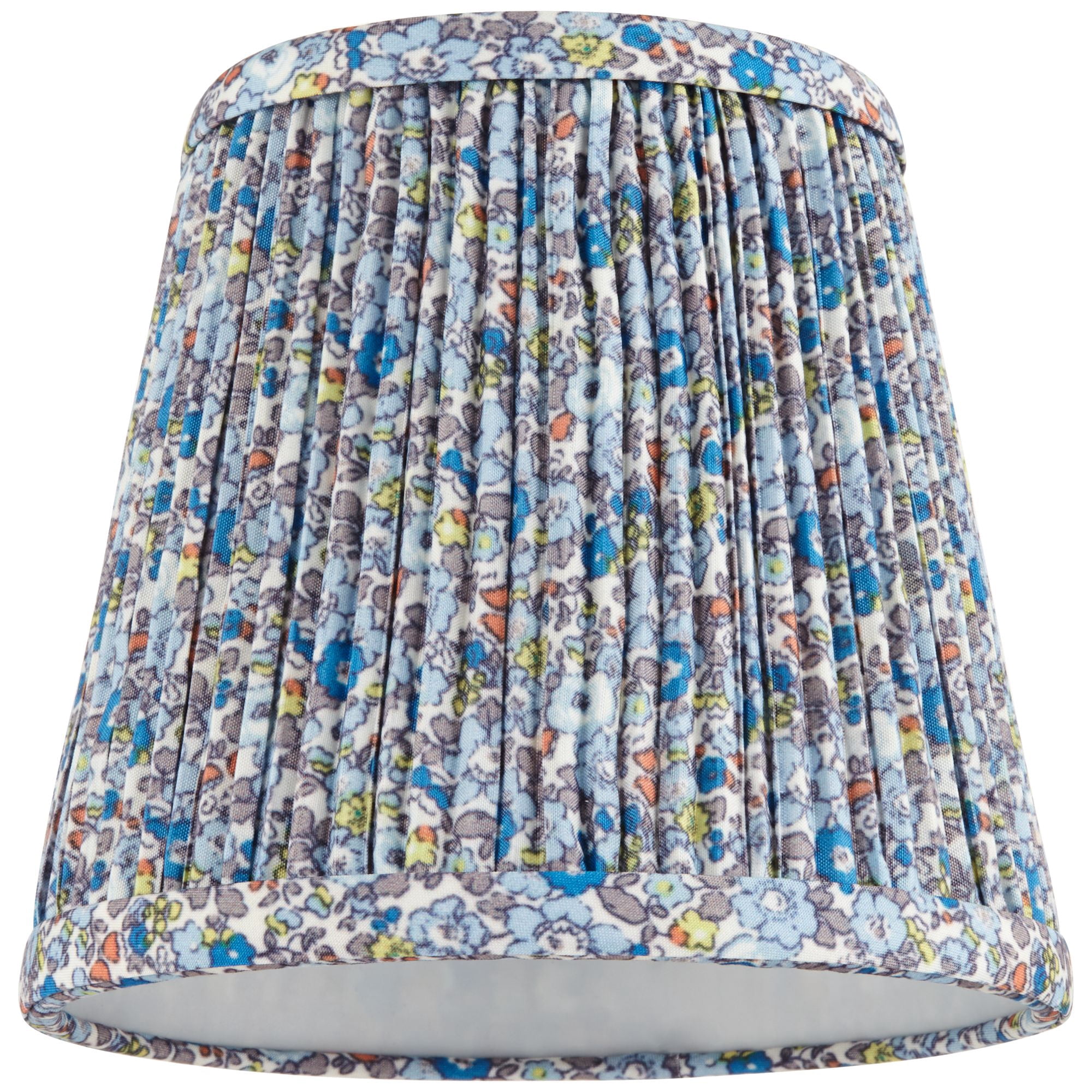 Springcrest 4" Top x 6" Bottom x 5 1/2" High x Print Lamp Shade Replacement Blue Floral Leaf Shirred Pleated Clip On Candelabra