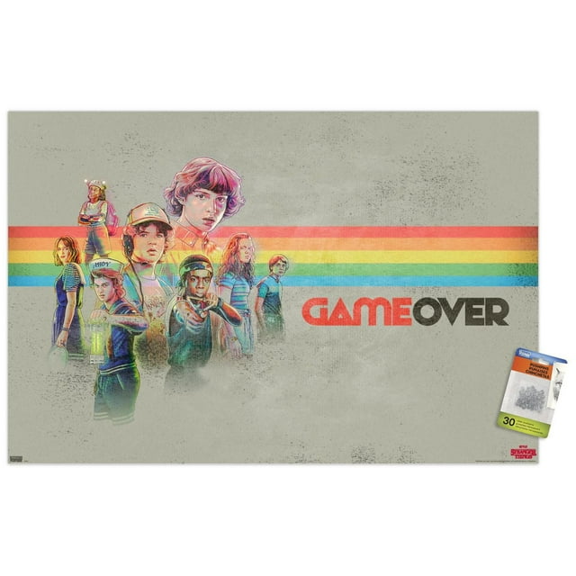Netflix Stranger Things 3 - Game Over Wall Poster with Push Pins, 14.725" x 22.375"