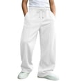 thumbnail image 7 of CYRBOKO Boys Fleece Lined Sweatpants, Fall Winter Thermal Casual Elastic Drawstring Waist Athletic Pants with Pockets White Size 14-15 T, 7 of 7