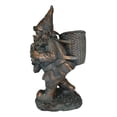 thumbnail image 4 of Hiking Garden Gnome With Spade And Wicker Basket Bag Floral Planter Vase Statue, 4 of 11