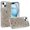 Silver, variant on For iPhone 15 Charming Hearts Bling Diamonds Stones Chrome Hybrid Case - Silver