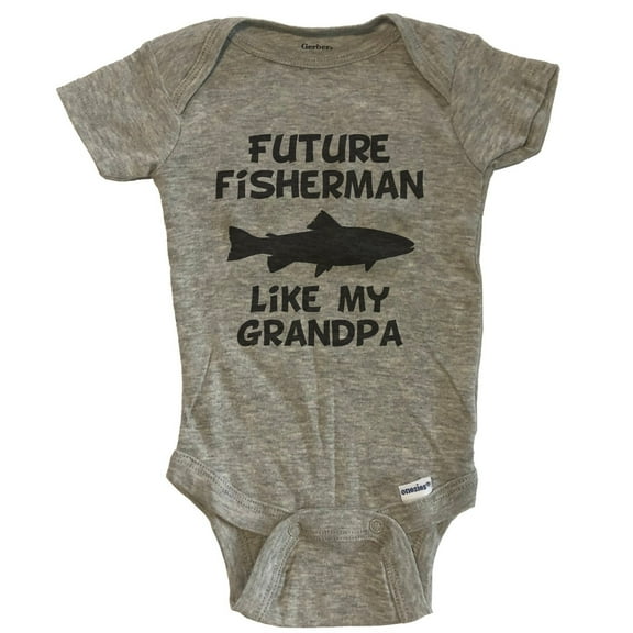 Future Fisherman Like My Grandpa Fishing Baby Bodysuit - Grey