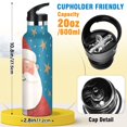 thumbnail image 2 of 600ML Stainless Steel Insulated Cup Sports Water Bottle Portable Thermos Cup Water Glasses Insulated Tumblers Convenient and Durable Blue Santa Claus, 2 of 6