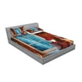 thumbnail image 2 of Ambesonne Christmas Fitted Sheet & Pillow Sham Set, Frozen Snowy House, Full, Red Blue, 2 of 2