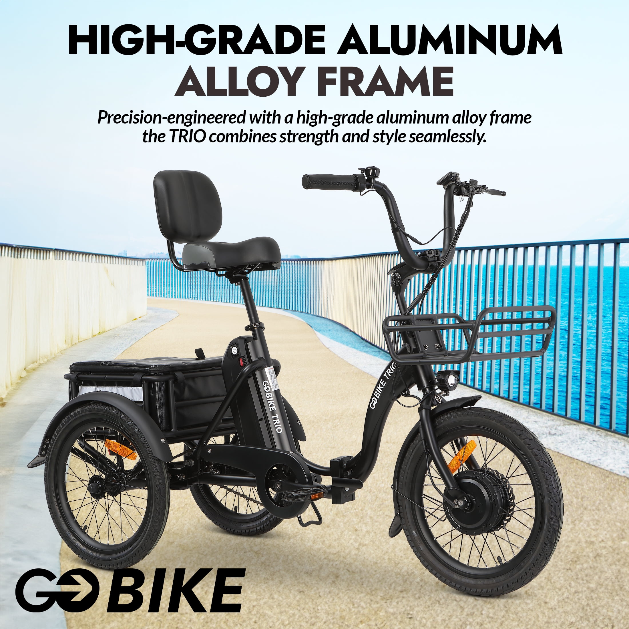 GOBIKE Trio Crossover Electric Bike, Electric Tricycle for Adults, 3 Wheel Bicicleta Electrica para Adultos