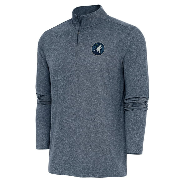 Men's Antigua Heather Navy Minnesota Timberwolves Hunk Quarter-Zip Pullover Top