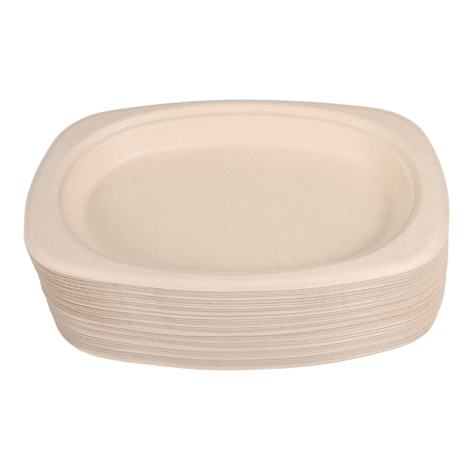 OFFIGAM 50Pcs Oval Paper Plates Beige Dinnerware Party Supplies Heavy Duty