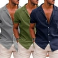 thumbnail image 2 of Fjuchai Mens Shirts Tops Summer Short Sleeve Shirts Men's Casual Sports Shirt Lapel Soft Shirt S-XXL, 2 of 6