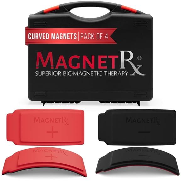 MagnetRX® Neodymium Biomagnetic Magnets Kit – Imanes para Biomagnetismo Médico – Dr Goiz Biomagnetic Therapy Magnets Bio Magnet Pair – Silicone Covered Curved Design 12,500 Gauss Magnet (4 Large Unit