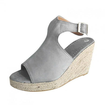

Womens Wedge Sandals Platform Sandal Fashion Cashew Flower Print Cloth Sandals Platform Wedge Fish Mouth Sandals