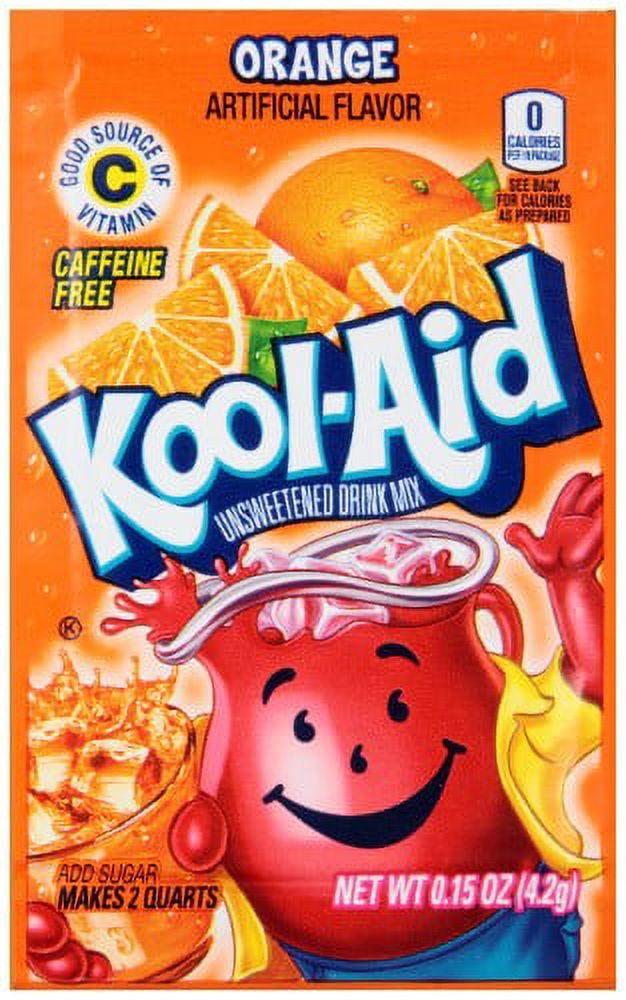 Kool-Aid Orange Flavor Unsweetened Soft Drink Mix, 0.15 Ounce