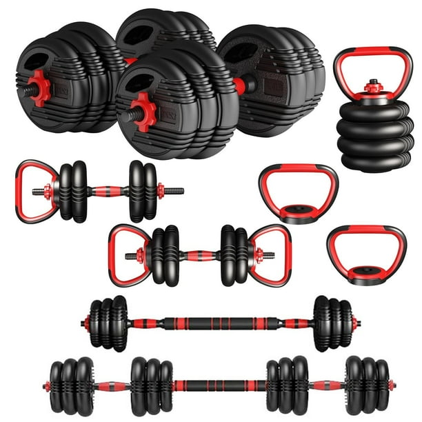 Kit de Mancuernas y Pesas, Juego de Mancuernas Ajustables, 6 en 1 Barras para Ejercicio en Casa Multi Usos, con Pesas Rusa, Disponible en Varios Pesos (15KG)