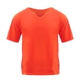 thumbnail image 1 of HBFAGFB Men's T-Shirts Summer V Neck Loose Short Sleeves Simple Breathable Pullover Tops Orange Size 2XL, 1 of 4