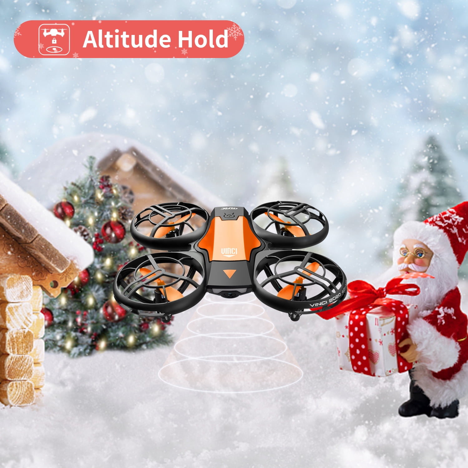 4DRC V8c Drone with 720P HD Camera for Adults and Children FPV Real-Time Video, 2 Modular Batteries and Storage Bag, Orange
