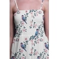 thumbnail image 4 of Bimba Peach Floral & American Robin Bird Printed Women Georgette Smocked Strap Dress-Small White, 4 of 7