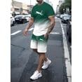 thumbnail image 3 of Conjunto de ropa deportiva para hombre, camiseta informal y pantalones cortos transpirables para correr, 2 conjuntos de cambio gradual, novedad de 2024, 3 of 5