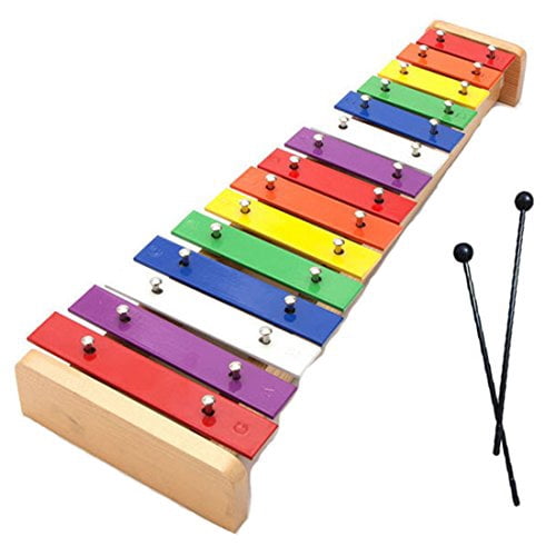 Wooden Xylophone Glockenspiel - 15-Note Musical Toy With Wooden Mallets