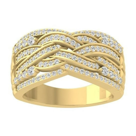 ARAIYA FINE JEWELRY 10k Yellow Gold Diamond Wedding Anniversary Band Ring (5/8 cttw, I-J Color, I2-I3 Clarity) Size 5.5