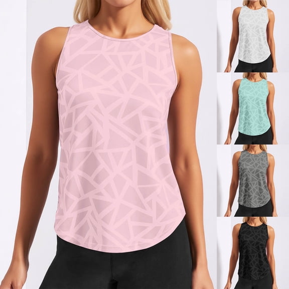 FASHOFT Athletic Tank Tops For Women Summer Hollow Print Yoga Tank Top Loose Tee Blouse Seamless Comfy Breathable Top Fitness Workout Sports Womens Sleeveless Shirts Black L