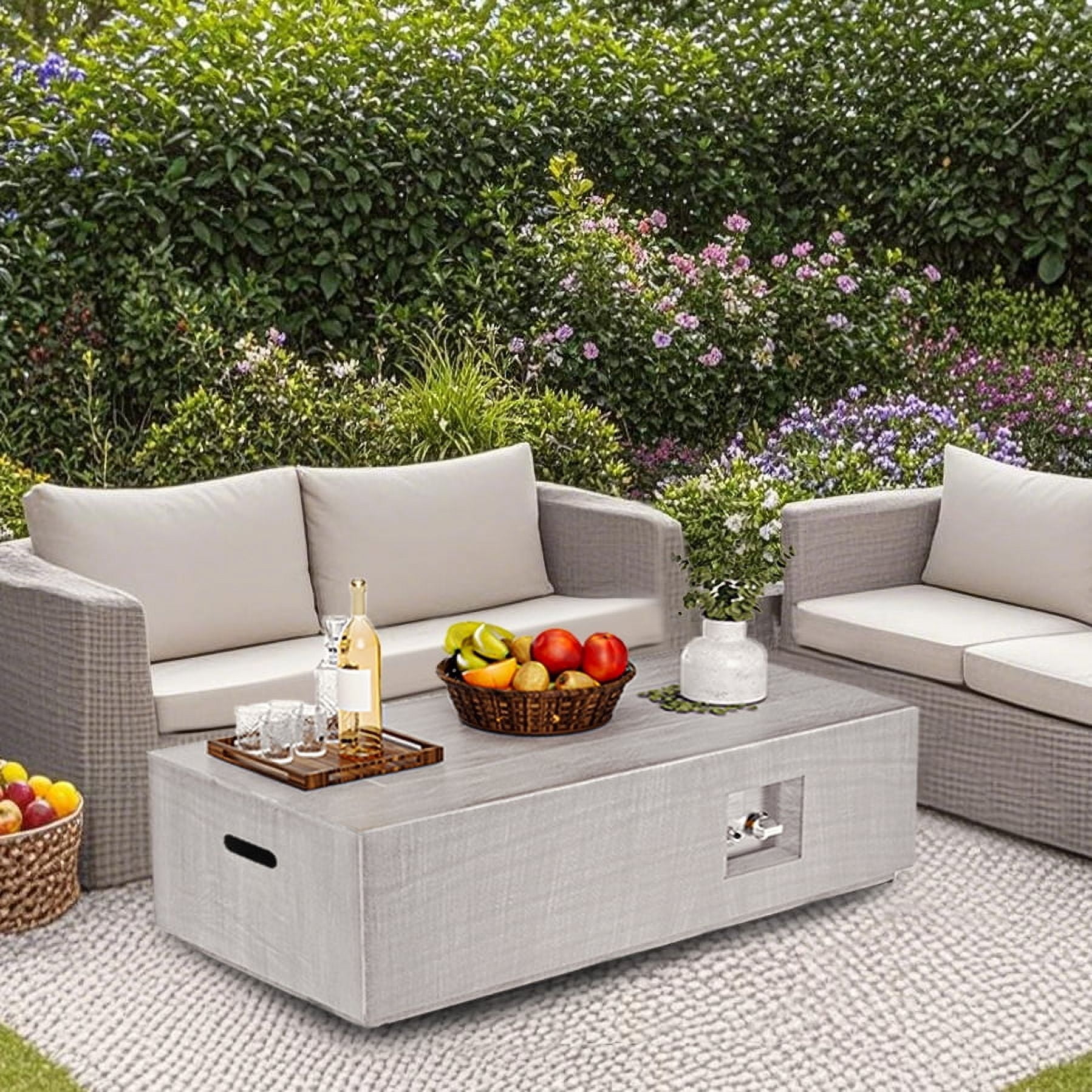 ConToose Outdoor Propane Fire Pit – Bottom RGB Light Strip, Pulse Ignition, CSA-Certified & All-Weather Kit Included