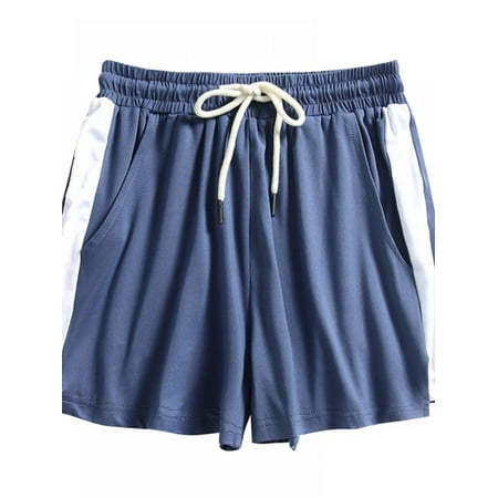 

TINKER Ladies Summer Leisure Beach Shorts Comfortable Pajama Shorts with Drawstring Outdoor Sports Solid Color Drawstring Shorts