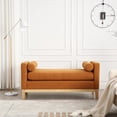 thumbnail image 2 of Elegant Hallway Bench With High Comfort Cushion And Wood Legs - 53.5"w. . For Bedroom, Living Room, Entryway. Stylish Bedroom Breathable Material Entryway, Hallway. Comfortable, 2 of 3