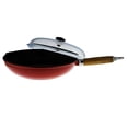 thumbnail image 4 of Paderno World Cuisine Chasseur Cast-Iron Frying Pan with Wooden Handle and Glass Lid, 11" Red, 4 of 4