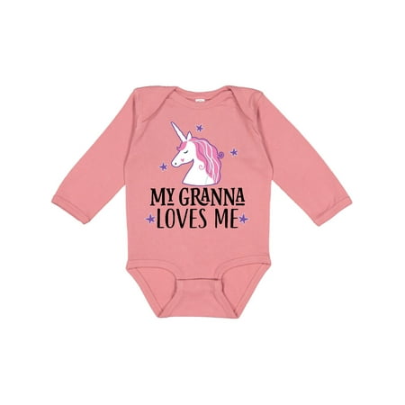 

Inktastic Granna Loves Me Girl Unicorn Gift Baby Girl Long Sleeve Bodysuit