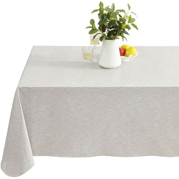 Napa Leaf Blue Vinyl Flannel Backed Tablecloth, 52 x 70 Inch Rectangle, Hotel Quality Waterproof Indoor Outdoor Table Cover for Kitchen, Patio, Dining, BBQ