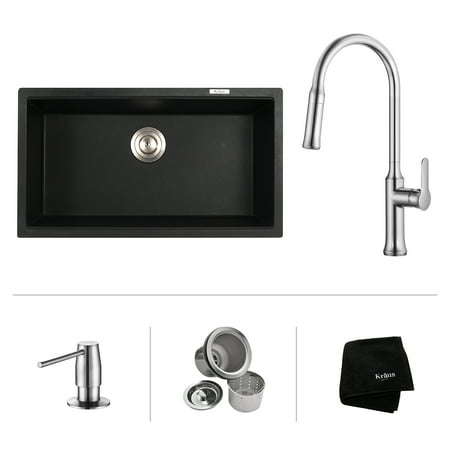 Granite Soap - KRAUS 31 Inch Undermount Single Bowl Sink w/ Pull Down Faucet and Soap Dispenser in Chrome