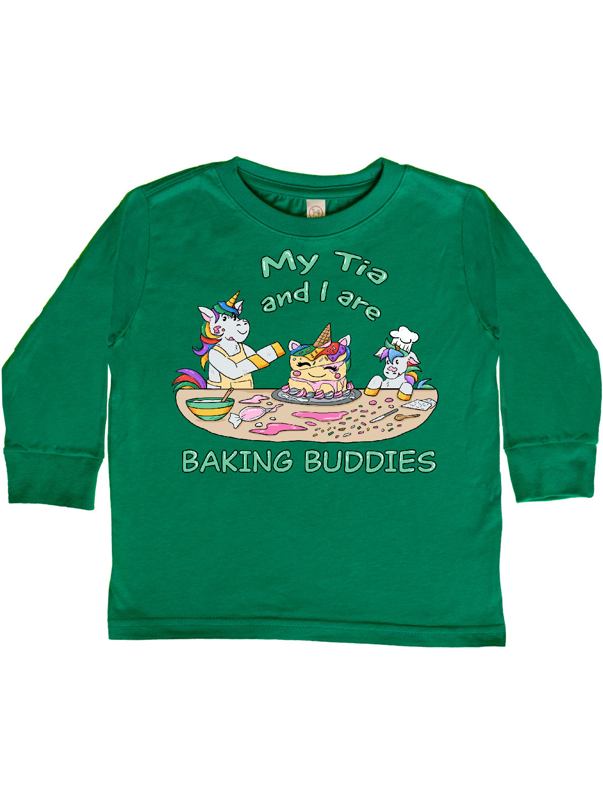 inktastic My T/ía Loves Me with Cute Rainbow Unicorn Baby T-Shirt