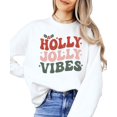 thumbnail image 3 of Retro Holly Jolly Vibes Sweatshirt for Women Teens and Girls Distressed Christmas Pullover White Sweatshirt Adult Large, 3 of 4