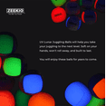 thumbnail image 5 of Zeekio Lunar Juggling Balls - 110g Professional UV Reactive 6 Panel Ball - Pack of 3 (Solid Green), 5 of 6