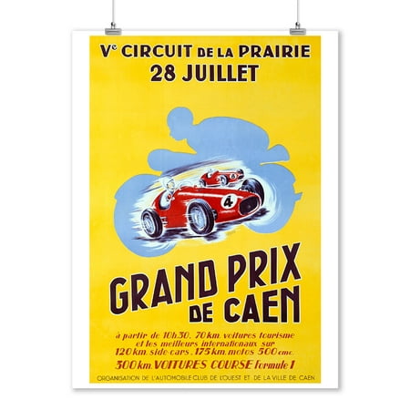 Best Grand Prix de Caen - Ve Circuit de la Prairie Vintage Poster (artist: Hervieu) France c. 1951 (9x12 Art Print, Wall Decor Travel Poster) deal