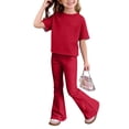 thumbnail image 7 of BVWKPCV Tween Girl Clothes 2 Piece Outfit Casual T-Shirt Tops & Flare Pants for Girls Outfits Size 7-14 Red 2-3Y, 7 of 7