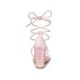 thumbnail image 2 of BLISSFUL STEP Women's Clear Strap Block Heel Lace up Heels Sandals Bling Pink (Size 10), 2 of 7