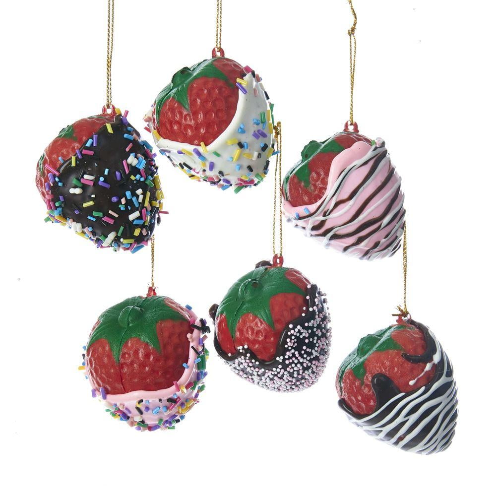Foam Chocolate Covered Strawberry Christmas Tree Ornaments, 2Inch, 6