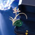 thumbnail image 2 of High-end Antique Orchid Brooch Elegant Green Zircon Brooch Cheongsam Accessories Pin Temperament, 2 of 12