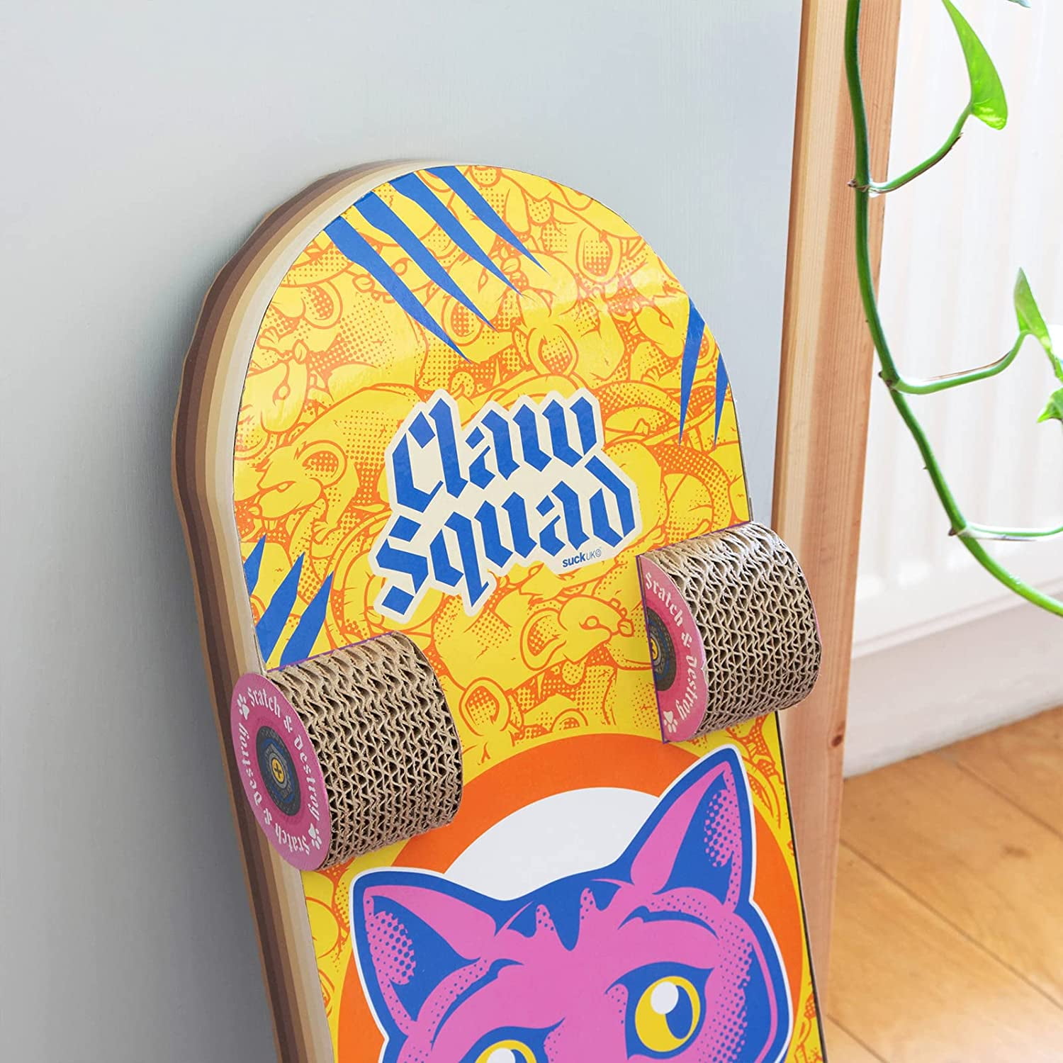 Suck UK Cat Scratch Pad Skateboard Cat Scratchers for Indoor Cats Cat Toy Scratching Board for Cats & Kittens Funny Cat Gifts & Gifts for Cats Interactive Cat Toy & Cardboard Cat Scratcher