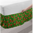 thumbnail image 2 of Melon Bed Skirt, Cartoon Watermelon Slices on Vertical Stripes, Elastic Bedskirt Dust Ruffle Wrap Around for Bedding Decor, 4 Sizes, Fern Green Hunter Green, by Ambesonne, 2 of 2