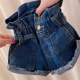 thumbnail image 5 of NAISIBABY Girls Denim Shorts, Casual Stretch Summer Cute Ruffles High Rise Kids Jean Shorts Blue Size 12, 5 of 8