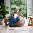 thumbnail image 3 of Big Joe Fuf 4Ft Foam Bean Bag Chair with Removable Cover for Kids, Teens, Coffee Soft Vegan Leather, 4 foot Large Reading and Gaming Seat, 3 of 7