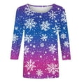 thumbnail image 4 of Feancey Merry Christmas 3/4 Sleeve Tshirts for Women Casual Loose Fit Tops Novelty Xmas Tree Print Round Neck Blouse Dressy Trendy Xmas Party Shirt Purple 3XL, 4 of 5