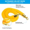 thumbnail image 3 of Uxcell 3.3 Feet Yellow Velvet Stanchion Rope Crowd Control Barrier Rope with Snap Hooks, Golden, 3 of 6